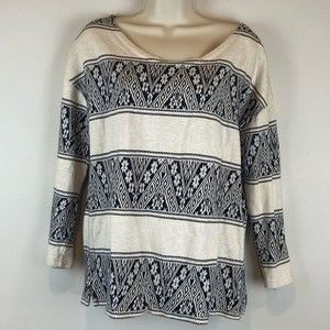 J. Crew Aztec top Black & White Size Small 100% Cotton